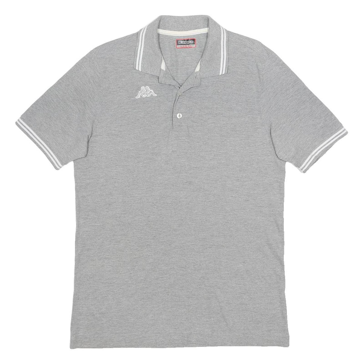 KAPPA Mens Grey Polo Shirt L Cotton Classic Collar Short Sleeve Sport Casual
