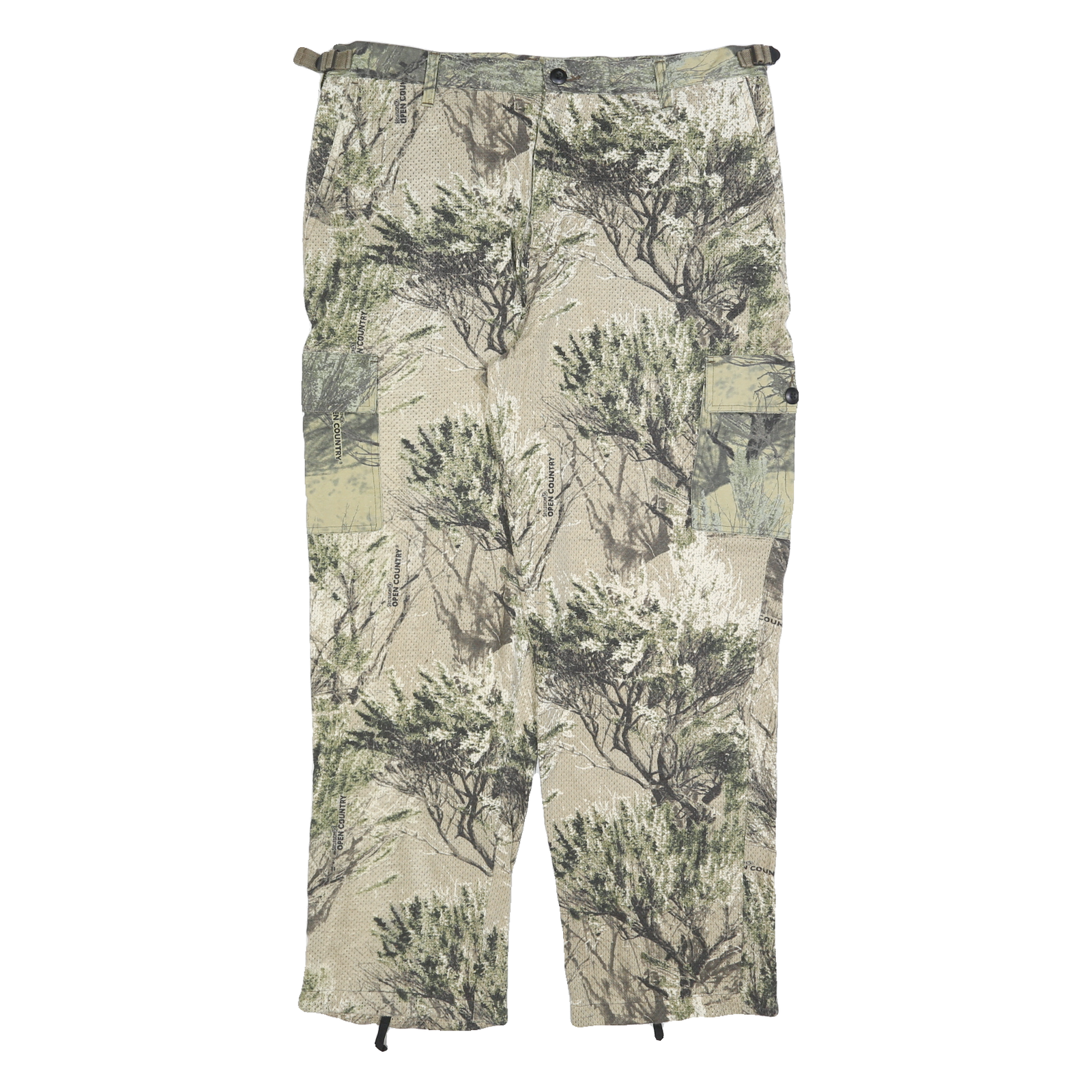 Mens Beige Polyester Blend Relaxed Straight Cargo Trousers W38 L30 Outdoor