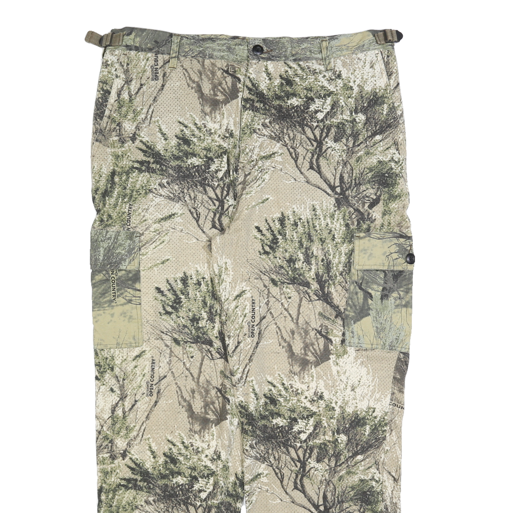 Mens Beige Polyester Blend Relaxed Straight Cargo Trousers W38 L30 Outdoor