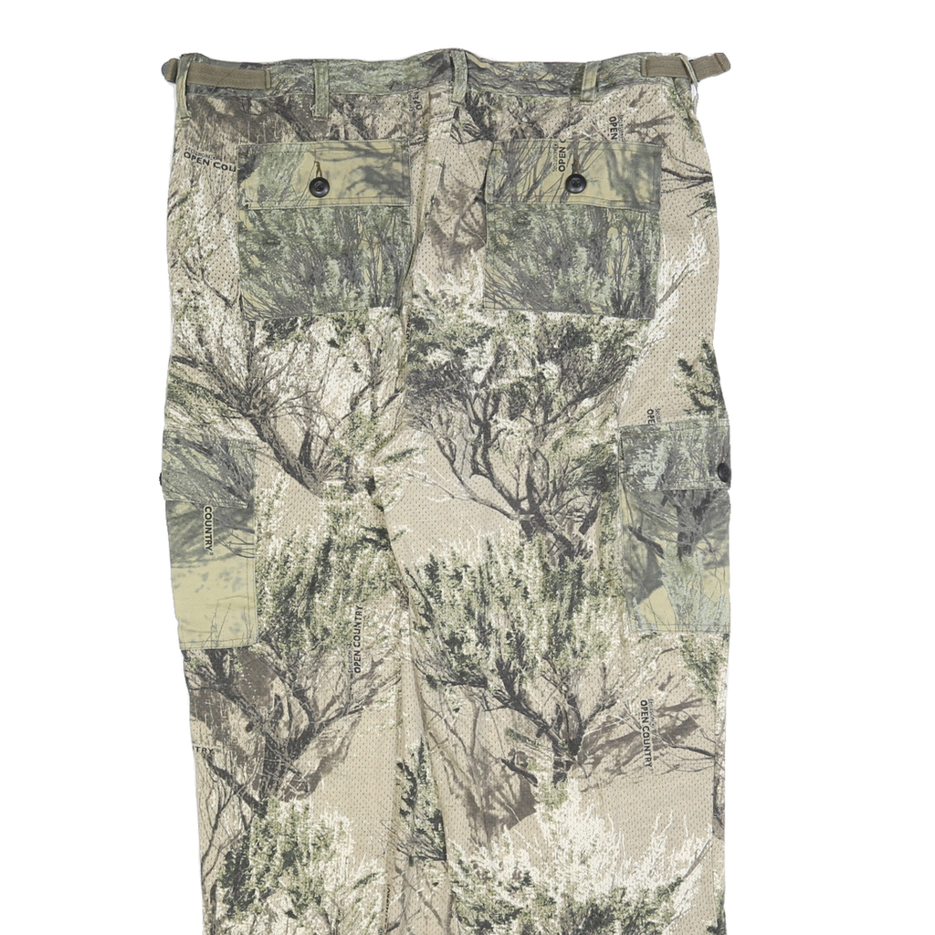 Mens Beige Polyester Blend Relaxed Straight Cargo Trousers W38 L30 Outdoor