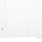 CHAMPION Mens White Graphic T-Shirt M Long Sleeve Crew Neck Cotton Blend Logo