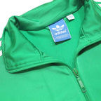 ADIDAS Mens Green Track Jacket M Polyester Zip Plain Three Stripes Trefoil
