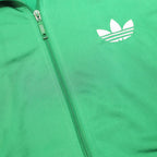 ADIDAS Mens Green Track Jacket M Polyester Zip Plain Three Stripes Trefoil