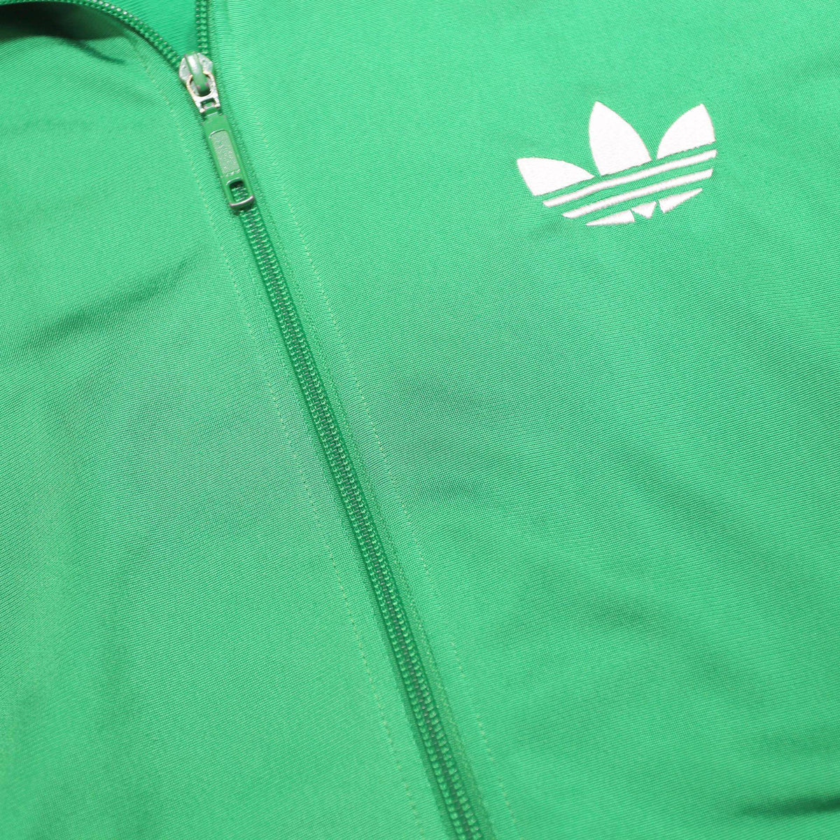 ADIDAS Mens Green Track Jacket M Polyester Zip Plain Three Stripes Trefoil