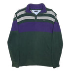 TOMMY HILFIGER Boys Green & Purple Striped Jumper Half Zip Crew Neck Basic Knit