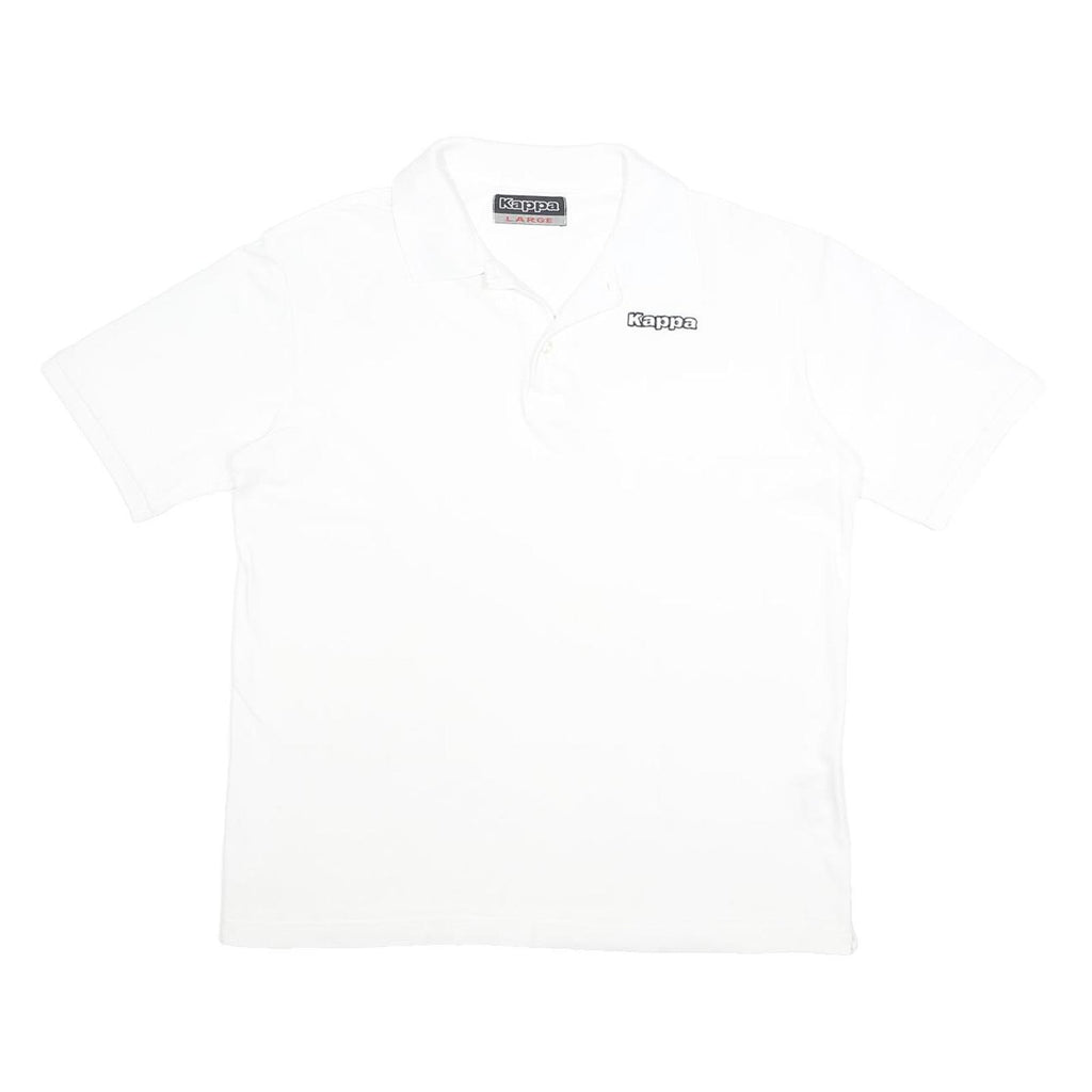 KAPPA Mens White Cotton Short Sleeve Plain Polo Shirt L Casual Sportswear