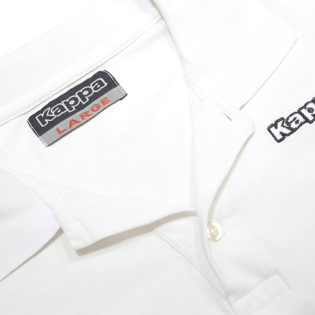 KAPPA Mens White Cotton Short Sleeve Plain Polo Shirt L Casual Sportswear