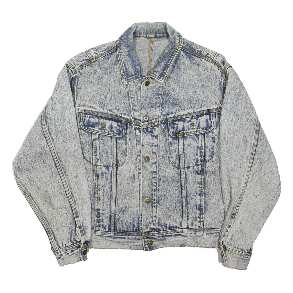LEE Mens Blue Denim Button Jacket M Denim Plain Vintage Casual