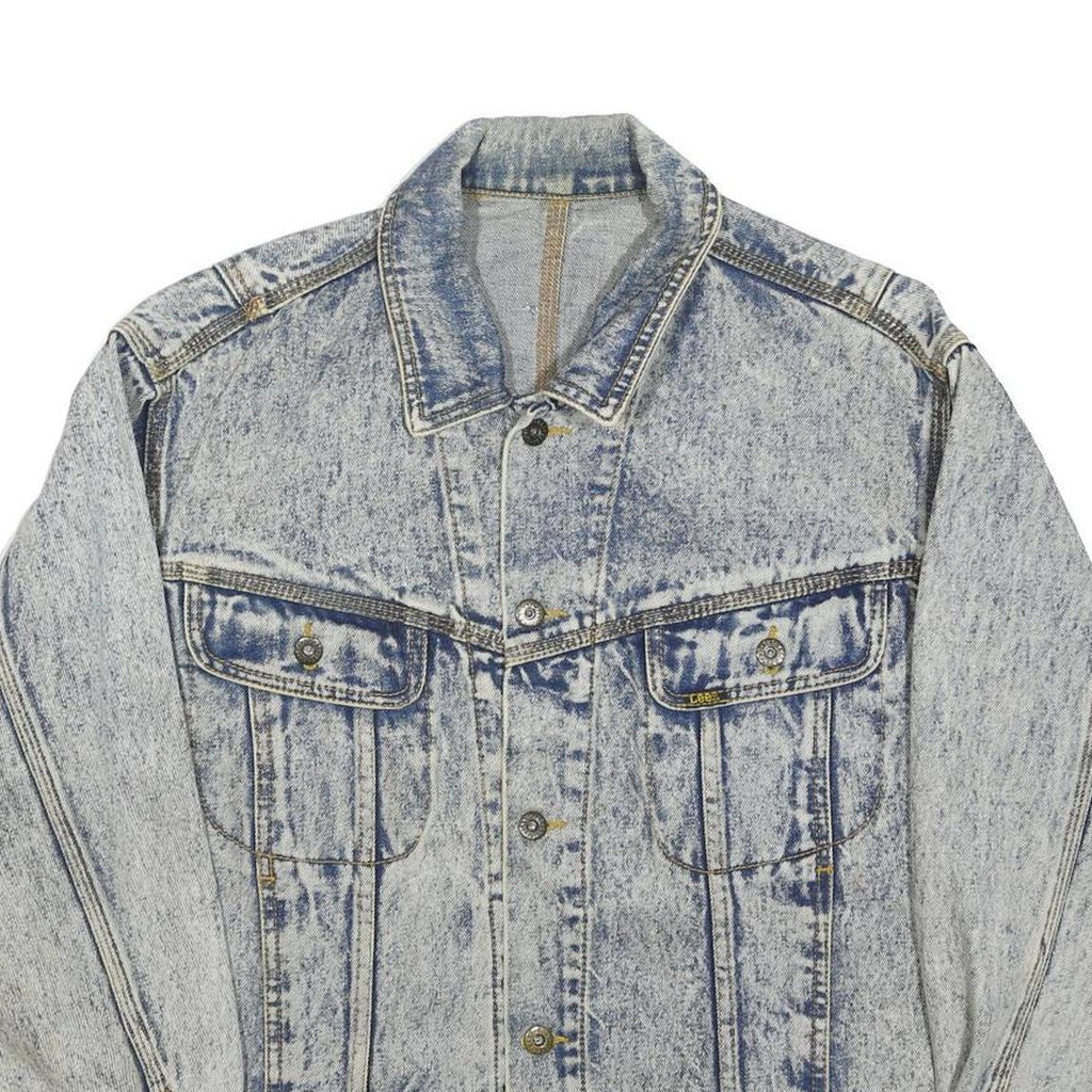 LEE Mens Blue Denim Button Jacket M Denim Plain Vintage Casual