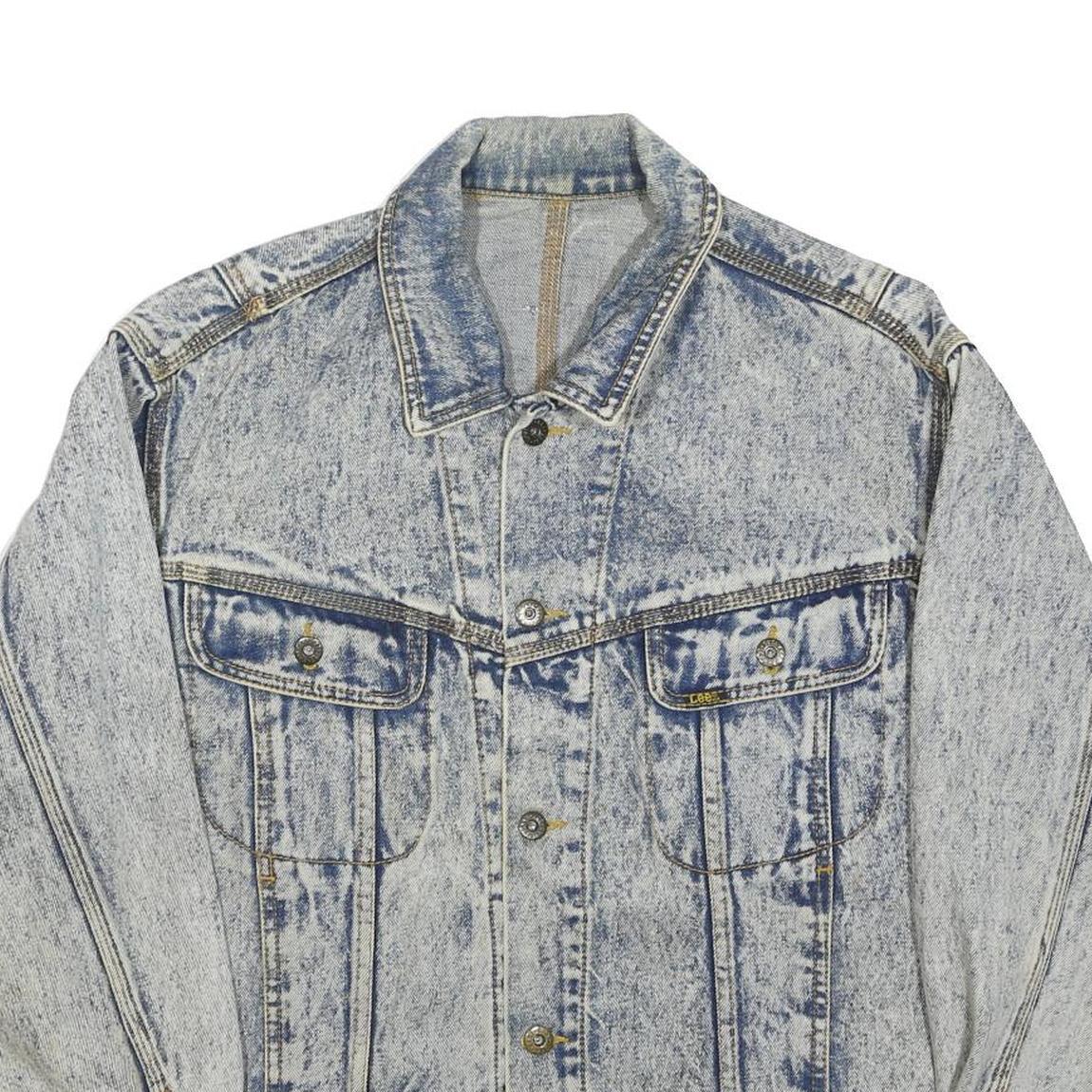LEE Mens Blue Denim Button Jacket M Denim Plain Vintage Casual