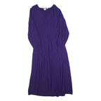 FAT FACE Womens Purple Dress Polyester Blend Midi V-Neck Long Sleeve UK 12