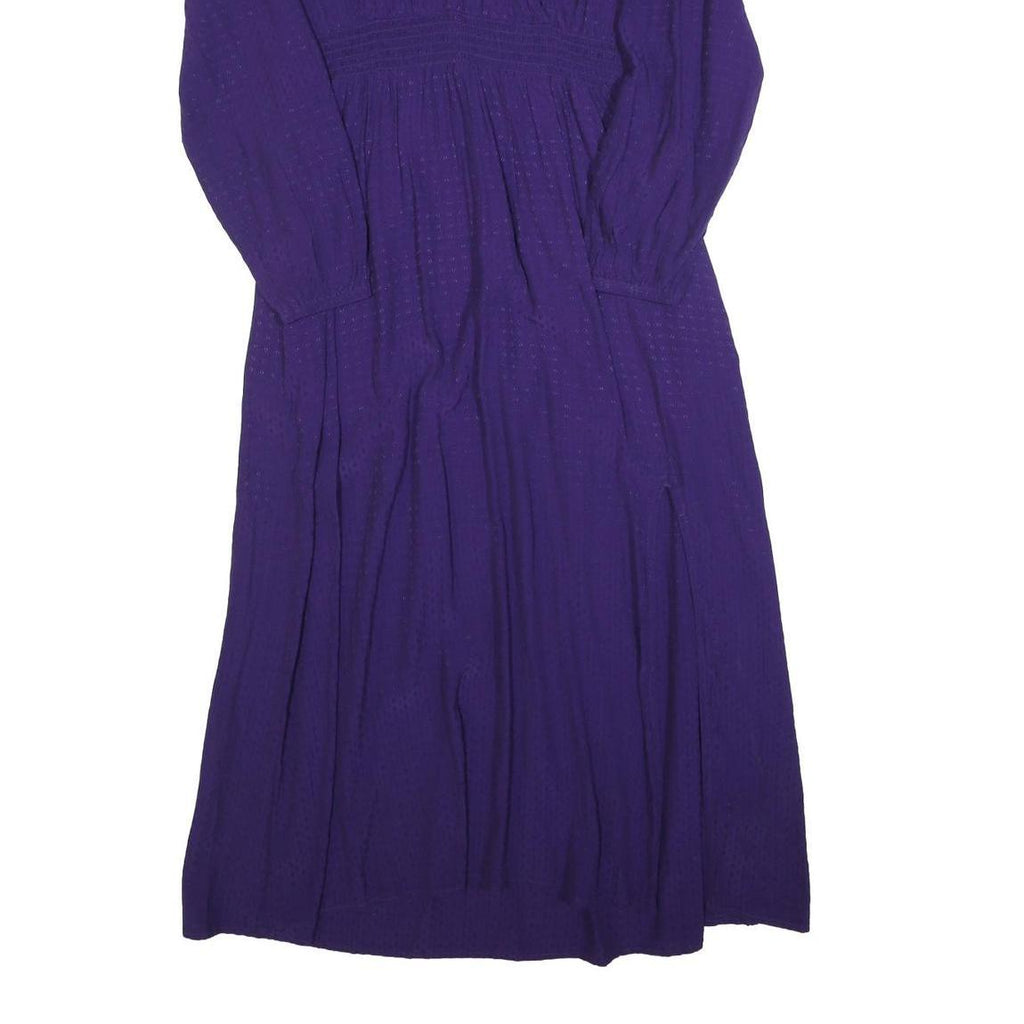 FAT FACE Womens Purple Dress Polyester Blend Midi V-Neck Long Sleeve UK 12