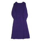 FAT FACE Womens Purple Dress Polyester Blend Midi V-Neck Long Sleeve UK 12