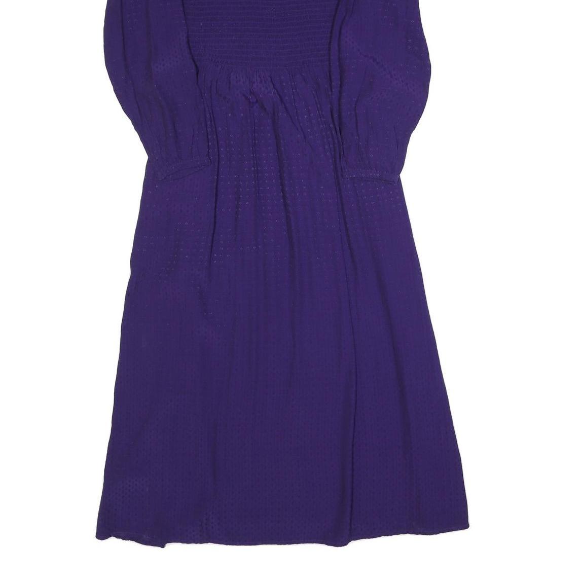 FAT FACE Womens Purple Dress Polyester Blend Midi V-Neck Long Sleeve UK 12