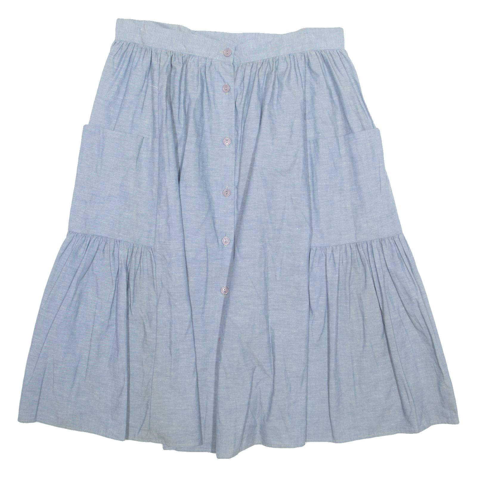 BOBBY T H2 Womens A-Line Skirt Blue Midi 90s L