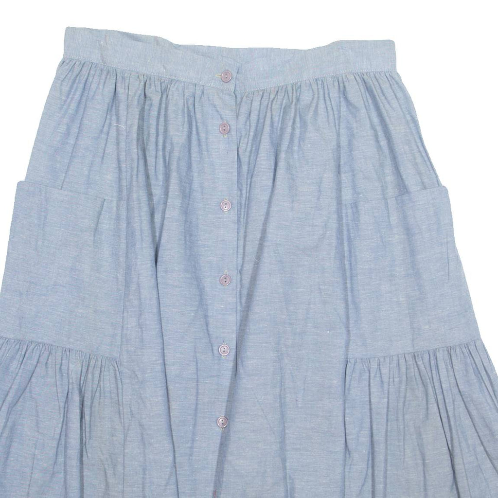 BOBBY T H2 Womens A-Line Skirt Blue Midi 90s L
