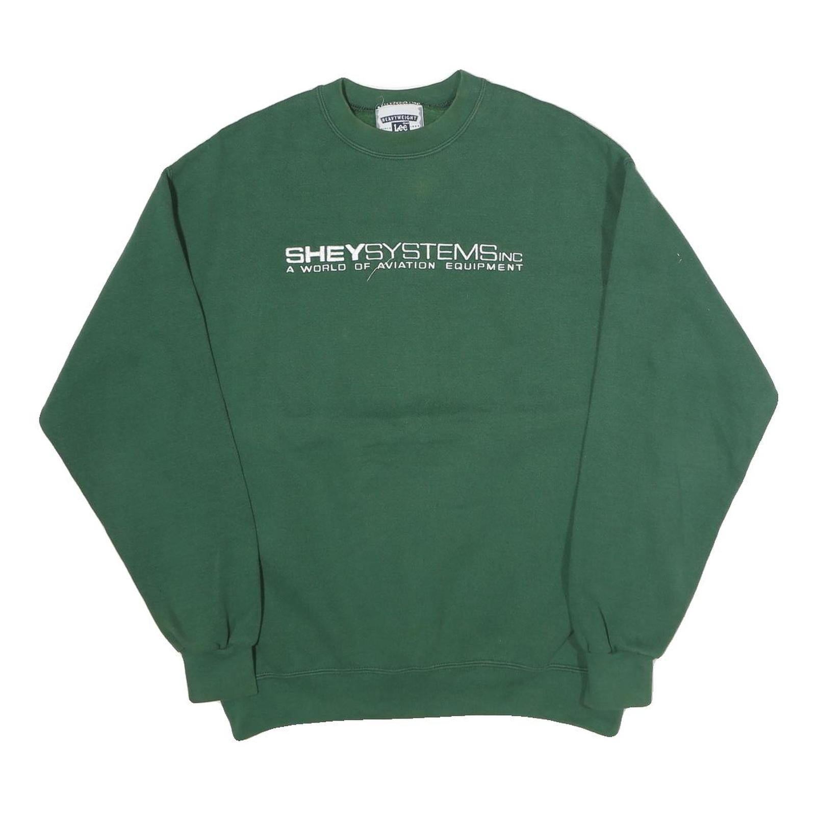 LEE Mens Green Crew Neck M Aviation Equipment Graphic Sweatshirt Cotton