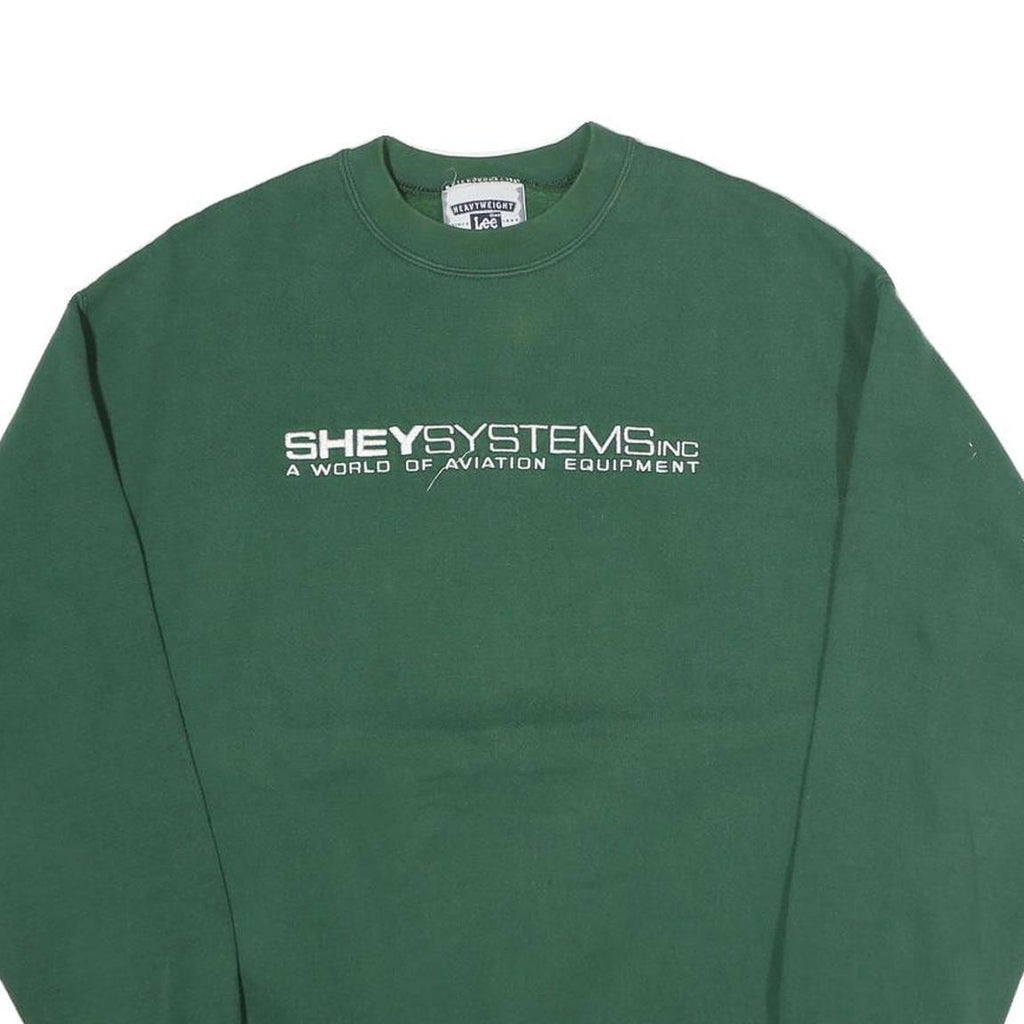 LEE Mens Green Crew Neck M Aviation Equipment Graphic Sweatshirt Cotton