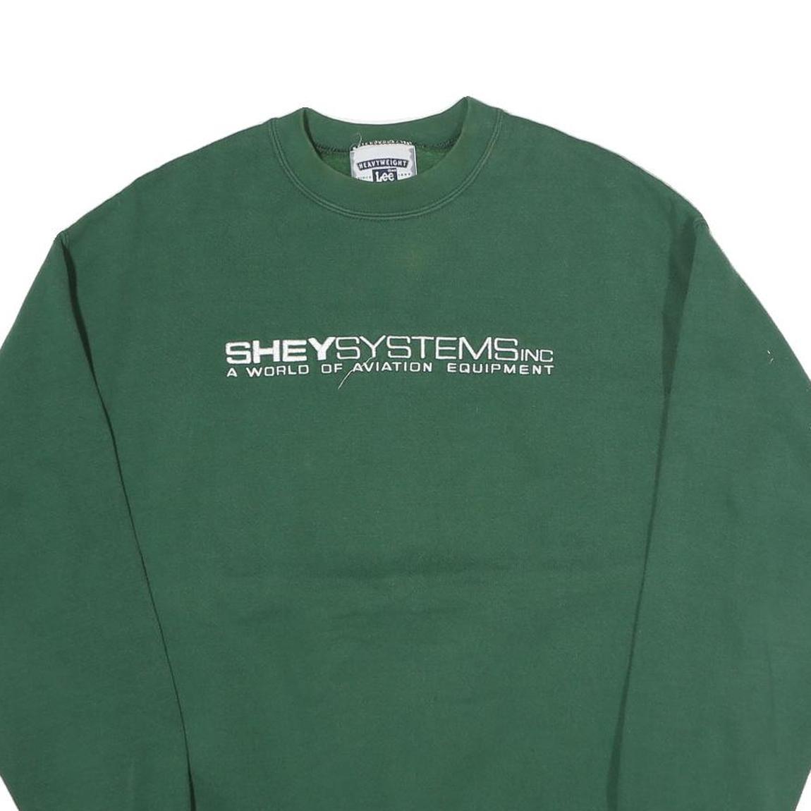 LEE Mens Green Crew Neck M Aviation Equipment Graphic Sweatshirt Cotton