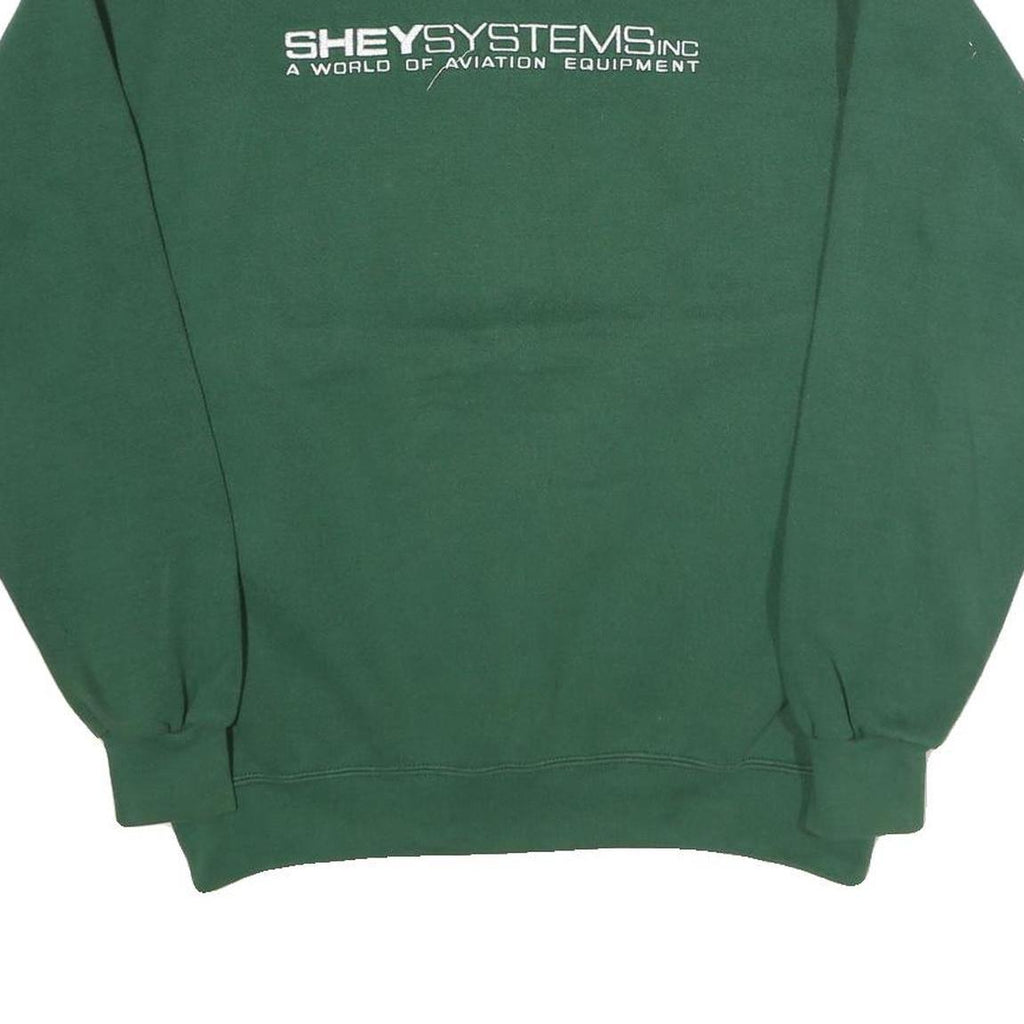 LEE Mens Green Crew Neck M Aviation Equipment Graphic Sweatshirt Cotton