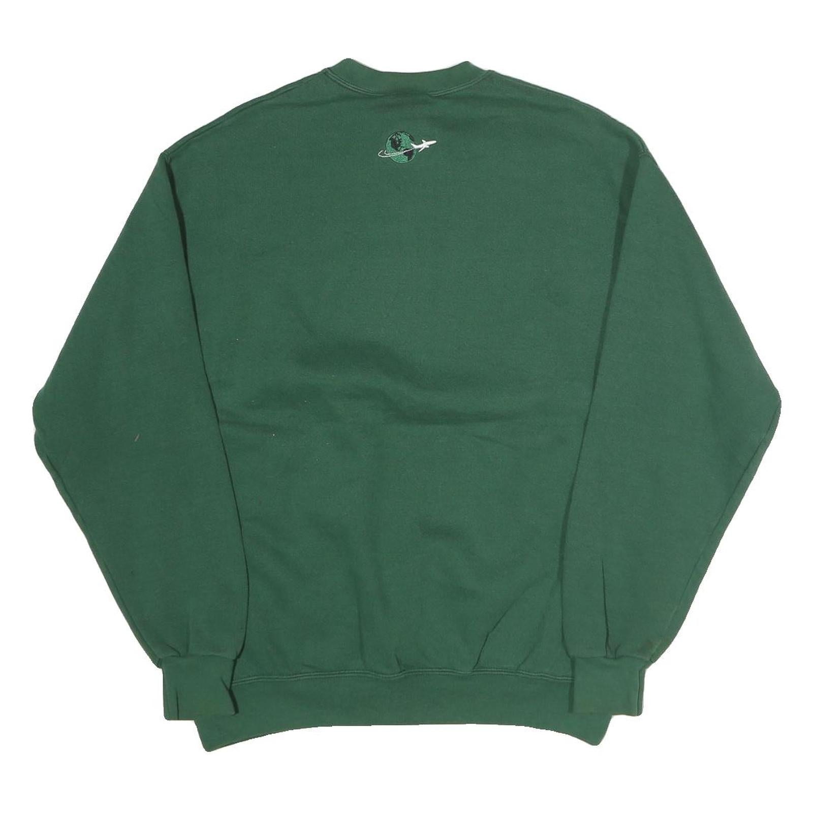 LEE Mens Green Crew Neck M Aviation Equipment Graphic Sweatshirt Cotton