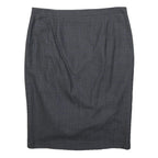 JIGSAW Womens Grey Cotton Blend Pencil Knee Length Woven Checked Skirt UK 8