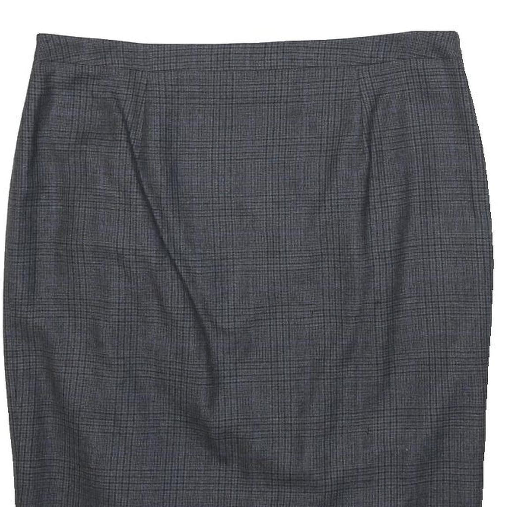 JIGSAW Womens Grey Cotton Blend Pencil Knee Length Woven Checked Skirt UK 8