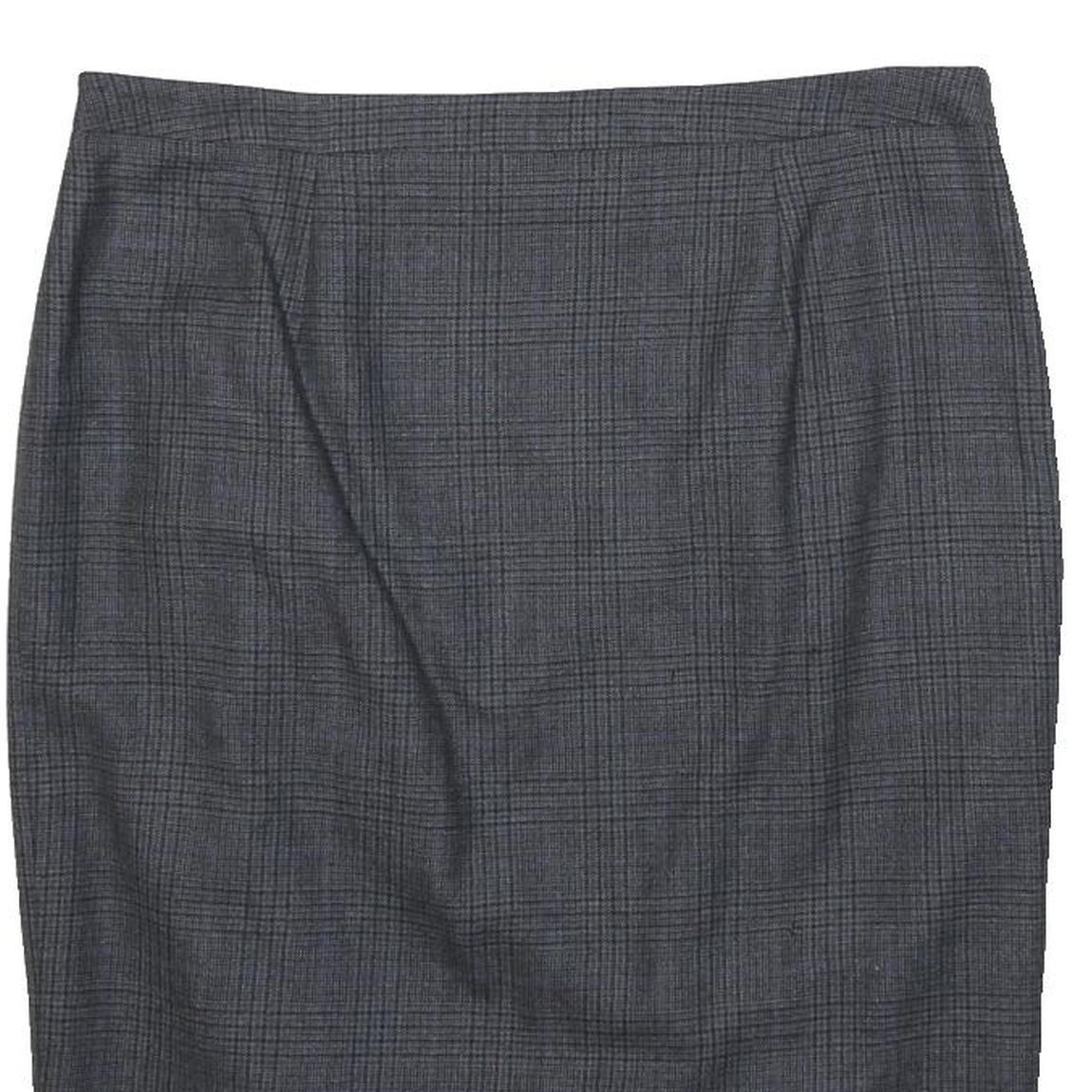 JIGSAW Womens Grey Cotton Blend Pencil Knee Length Woven Checked Skirt UK 8