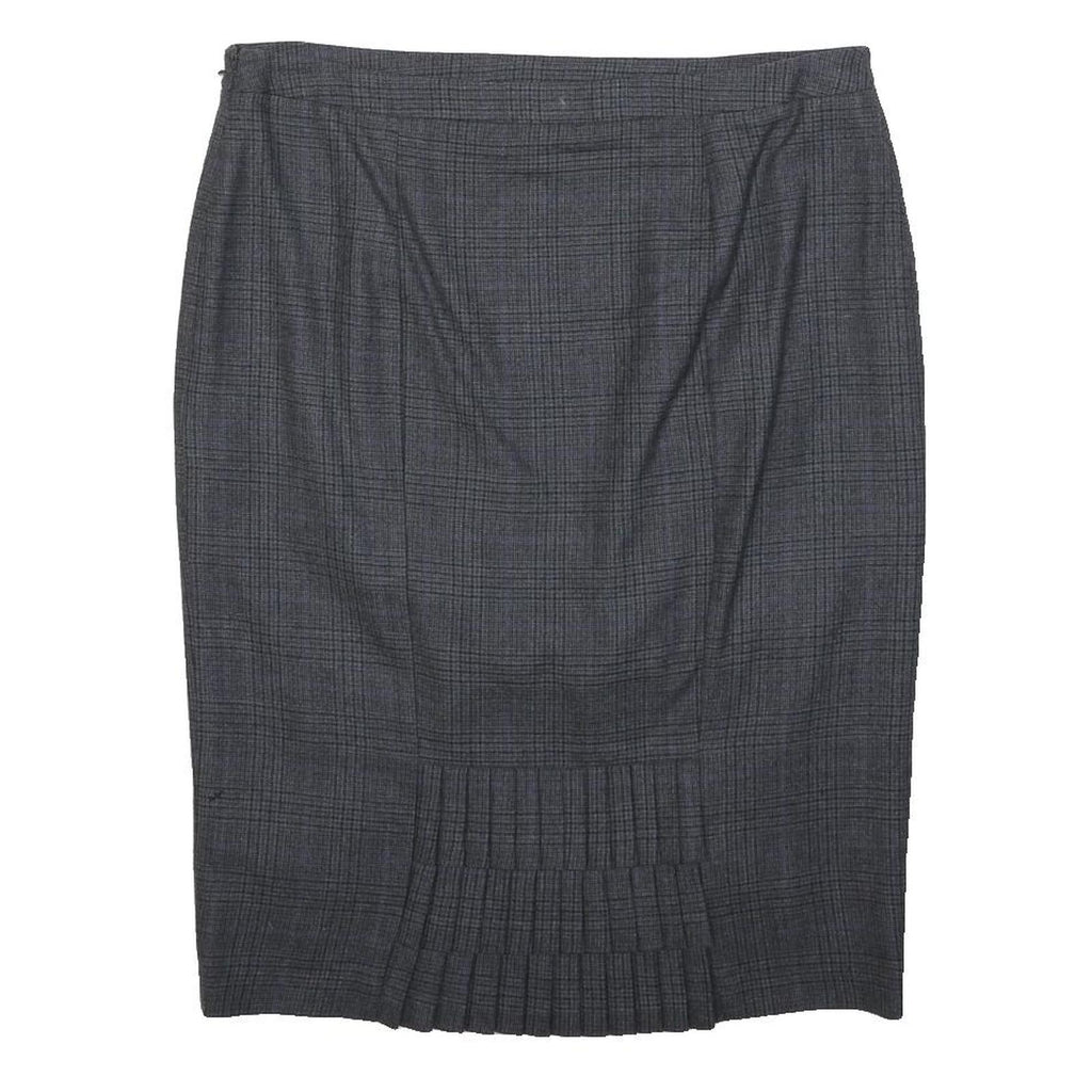 JIGSAW Womens Grey Cotton Blend Pencil Knee Length Woven Checked Skirt UK 8