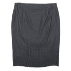 JIGSAW Womens Grey Cotton Blend Pencil Knee Length Woven Checked Skirt UK 8
