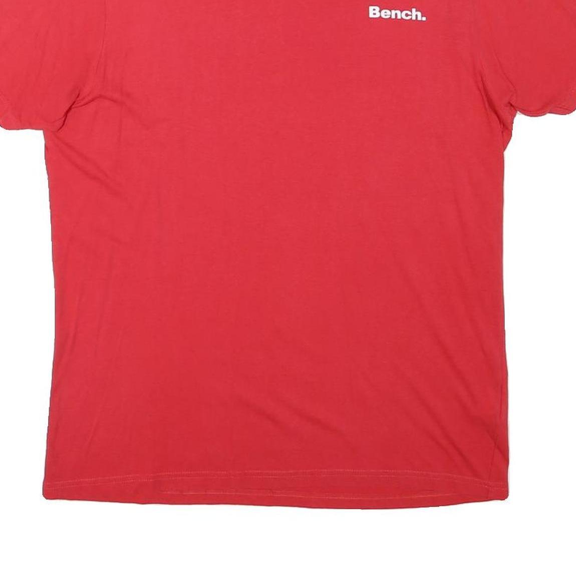 BENCH Mens Red Graphic T-Shirt M Short Sleeve Crew Neck Casual Cotton Blend