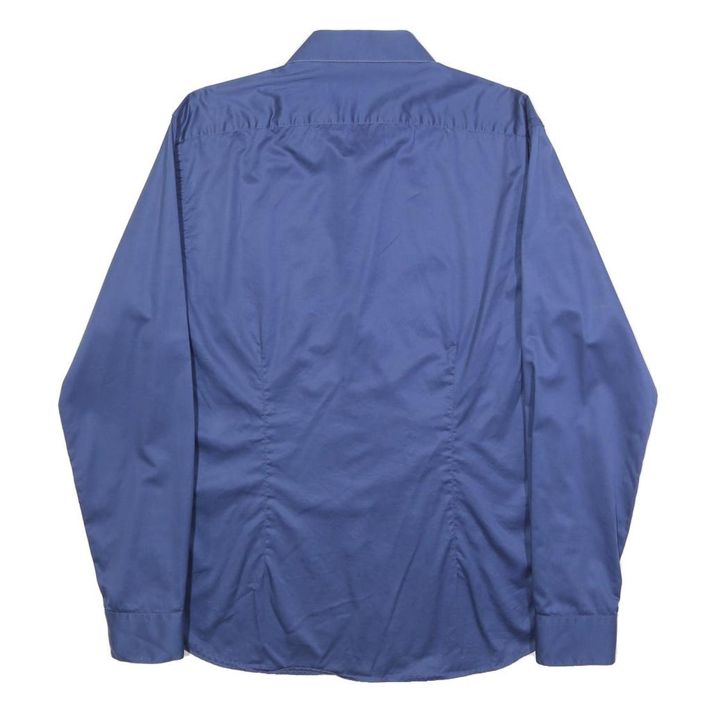 DKNY Mens Blue Shirt L Cotton Blend Long Sleeve Button Casual