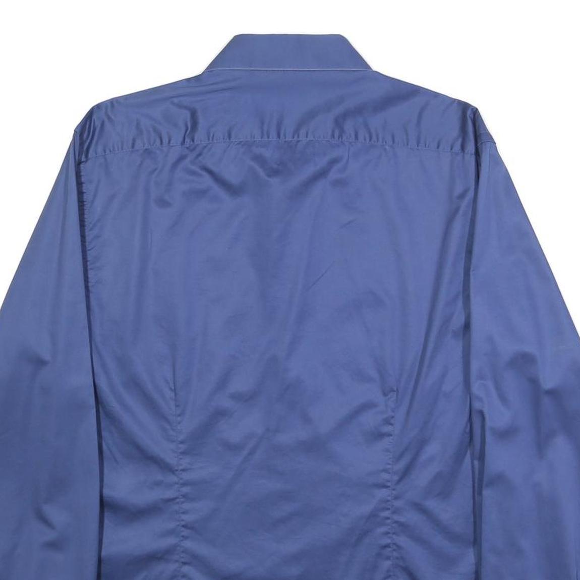 DKNY Mens Blue Shirt L Cotton Blend Long Sleeve Button Casual