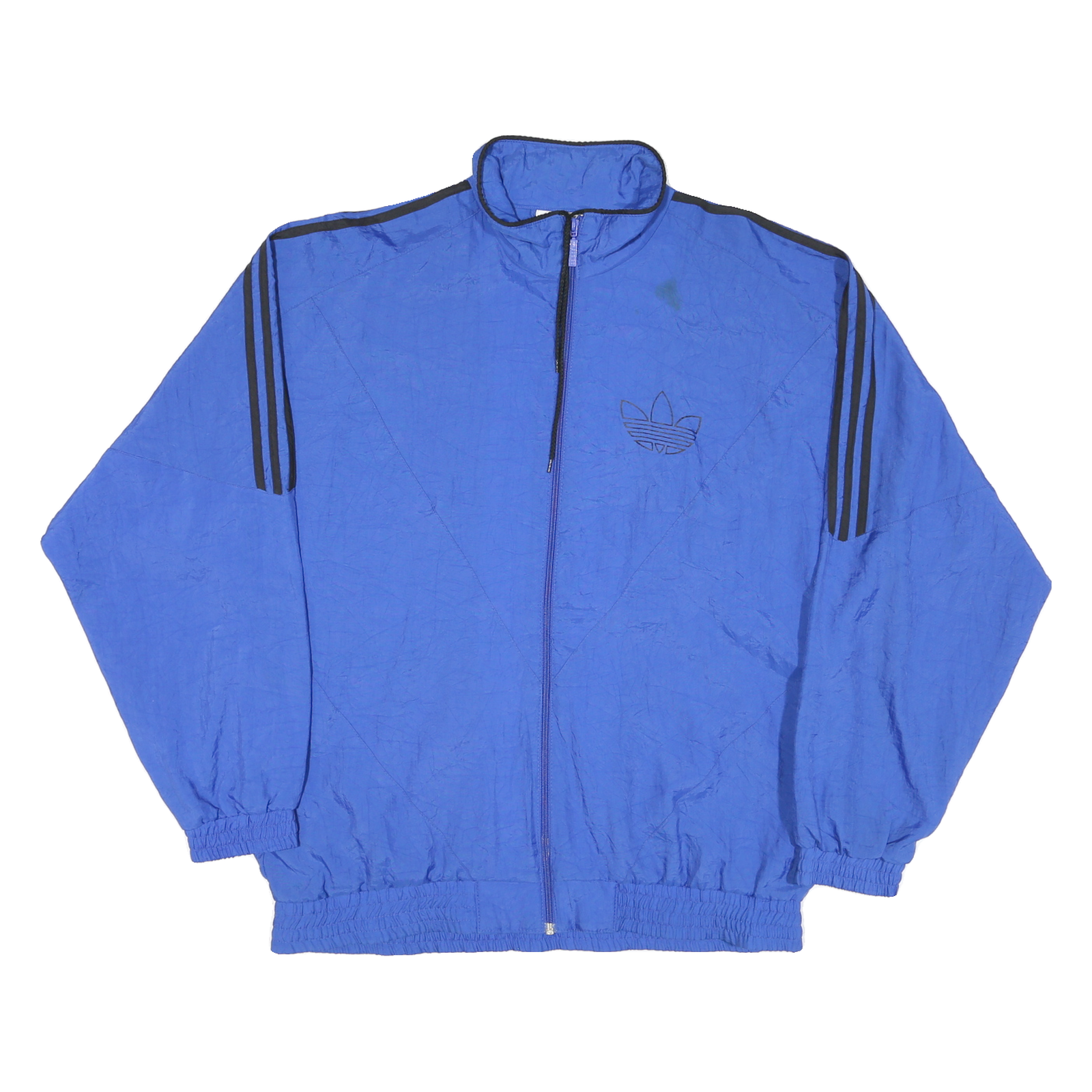 ADIDAS Mens Blue Black Trefoil Track Jacket M Polyester Blend Zip Athletic