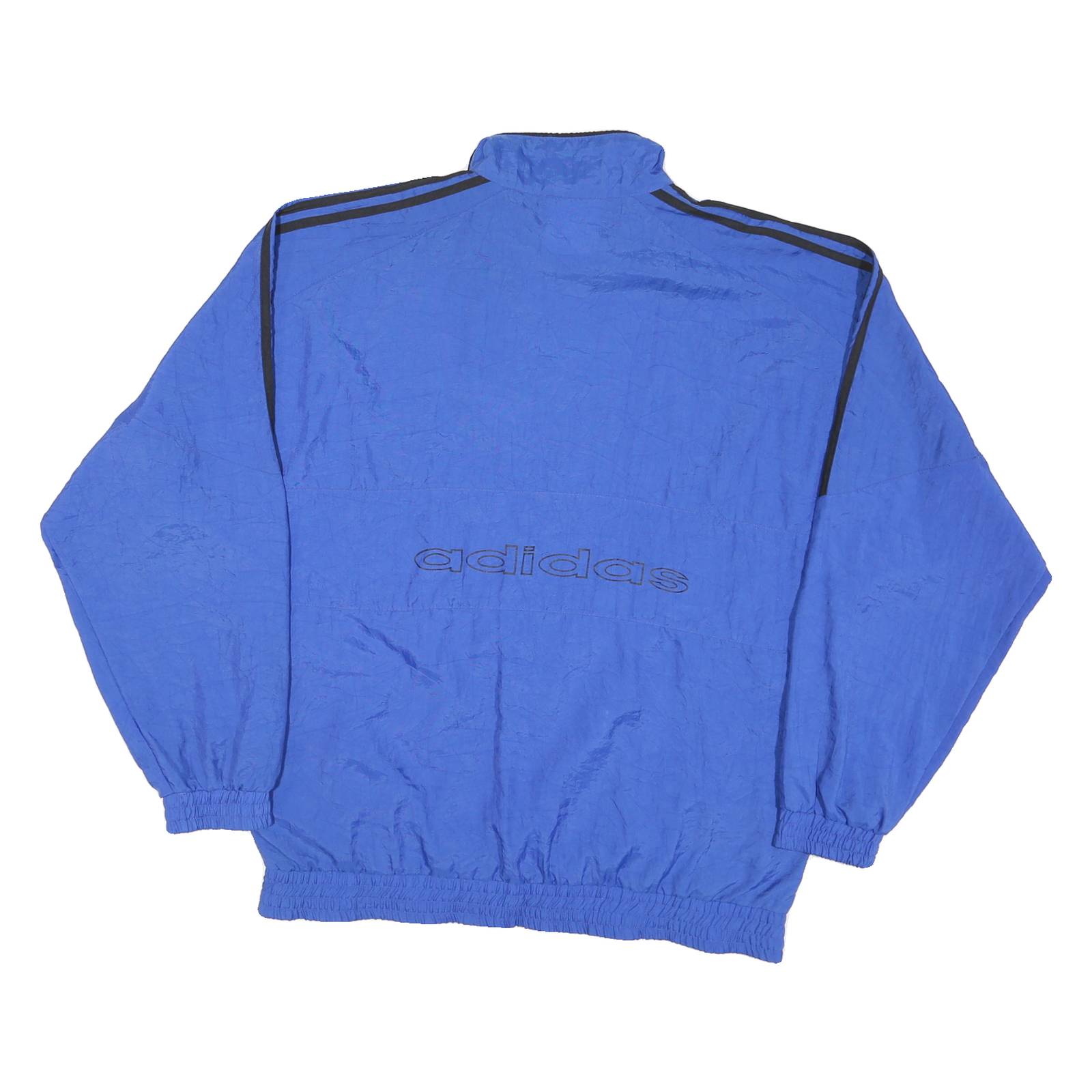 ADIDAS Mens Blue Black Trefoil Track Jacket M Polyester Blend Zip Athletic