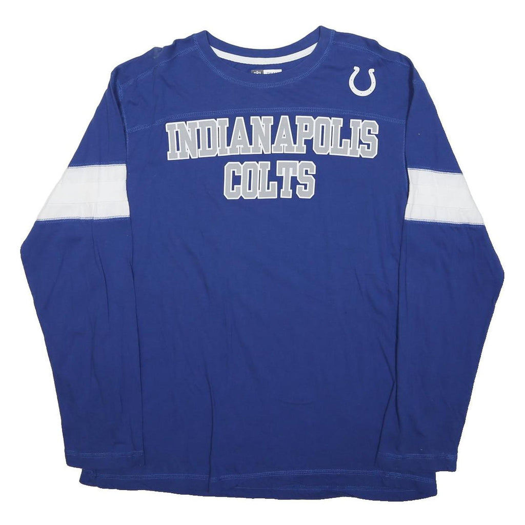 NFL Mens Blue Indianapolis Colts T-Shirt Long Sleeve Crew Neck Cotton Blend L
