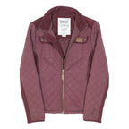 DIESEL Womens Burgundy Quilted Zip Jacket M Polyester Blend Lightweight