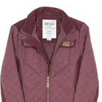 DIESEL Womens Burgundy Quilted Zip Jacket M Polyester Blend Lightweight