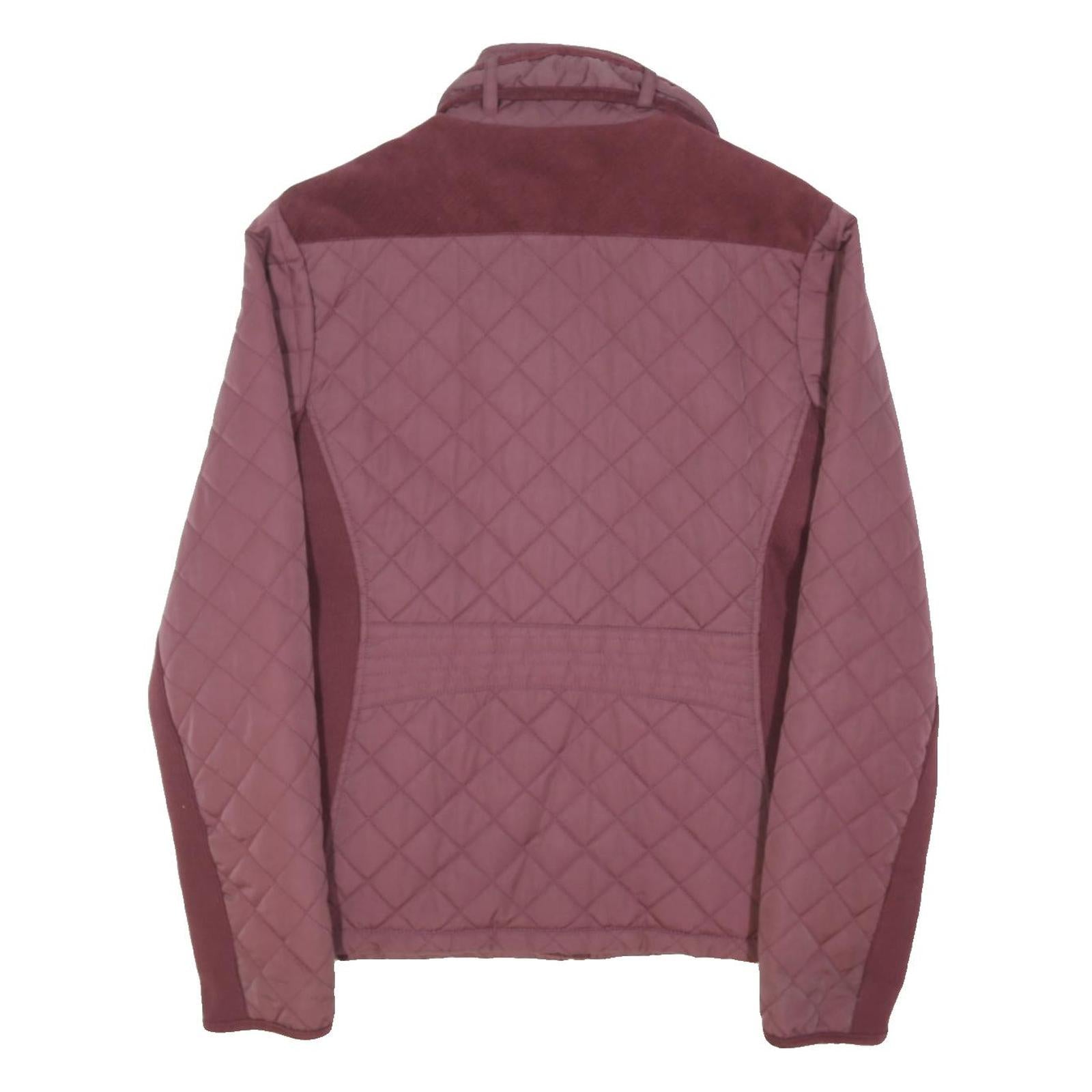 DIESEL Womens Burgundy Quilted Zip Jacket M Polyester Blend Lightweight
