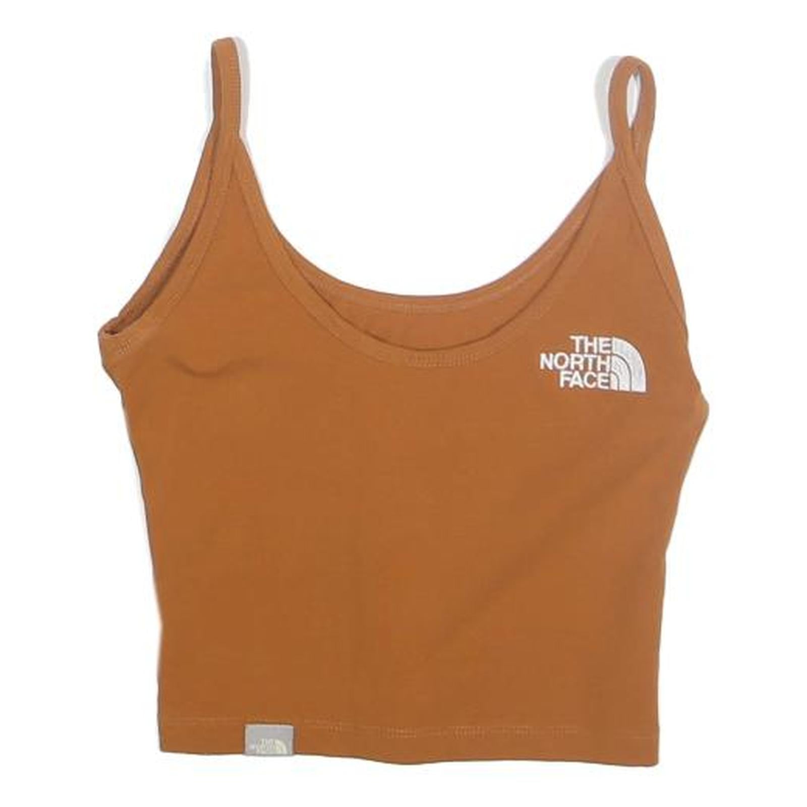 THE NORTH FACE Womens Brown Cropped Vest Sleeveless Scoop Neck XS Cotton Blend