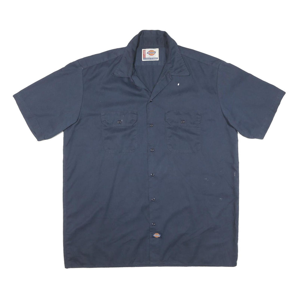 DICKIES Mens Blue Shirt XL Workwear Cotton Blend Button Pocket Casual