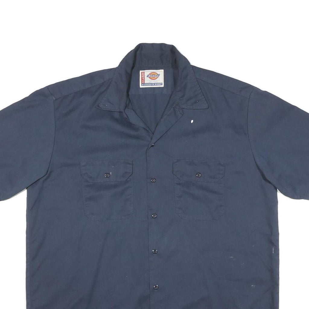 DICKIES Mens Blue Shirt XL Workwear Cotton Blend Button Pocket Casual