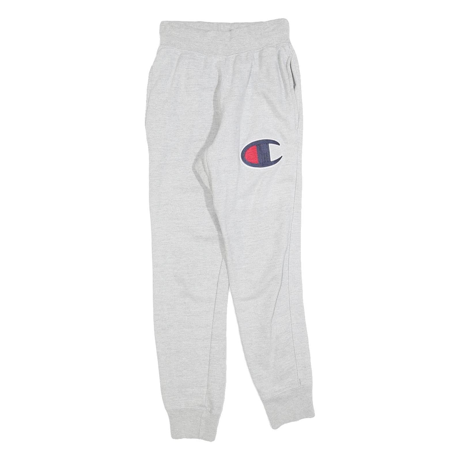 CHAMPION Mens Joggers Grey XS W24 L28 Regular Tapered Cotton Blend Sports Logo