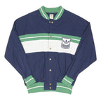ADIDAS ORIGINALS Mens Navy Blue & Green Jacket L Polyester Blend Button Closure