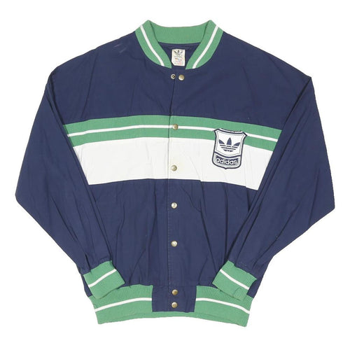 ADIDAS ORIGINALS Mens Navy Blue & Green Jacket L Polyester Blend Button Closure