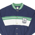 ADIDAS ORIGINALS Mens Navy Blue & Green Jacket L Polyester Blend Button Closure