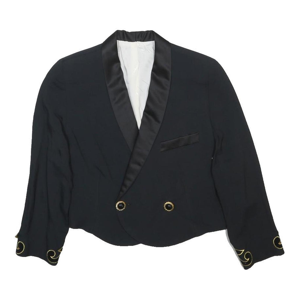 MAX MARA Womens Black Satin Plain Tailored Blazer S Eveningwear Embroidered
