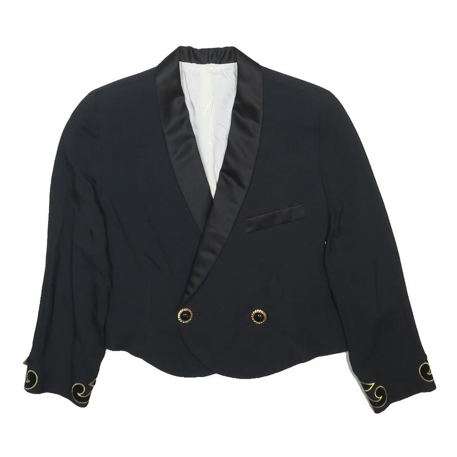 MAX MARA Womens Black Satin Plain Tailored Blazer S Eveningwear Embroidered