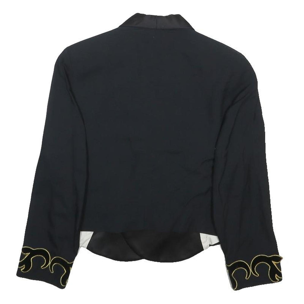 MAX MARA Womens Black Satin Plain Tailored Blazer S Eveningwear Embroidered