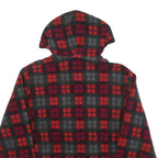WOOLRICH Womens Red & Grey Check Hooded Zip Jacket S Polyester Blend Casual